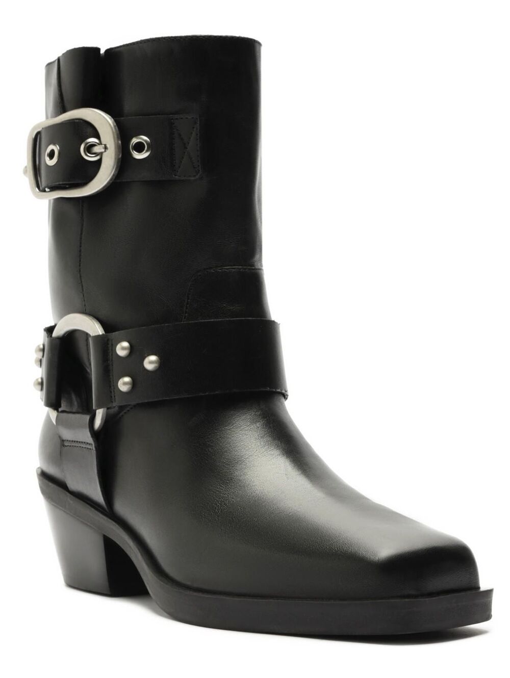 Arezzo Women's Kaia 55MM Buckled Strap Leather Ankle Boots - Black - Size 7.5